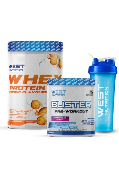 West Nutrition Whey Protein Tozu Kurabiye 540 gr - Buster 336 gr Preworkout Paketi ürün görseli 1