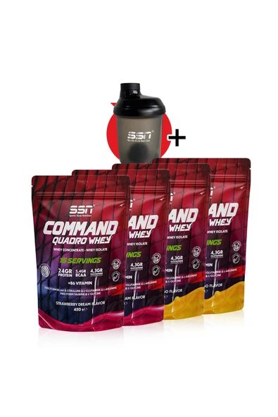 SSN Sports Style Nutrition Command Quadro Whey 1800 gr 60 Şase Mıx Çilek Muz Mango (15X4 DOYPACK) Kombinasyon ürün görseli 1