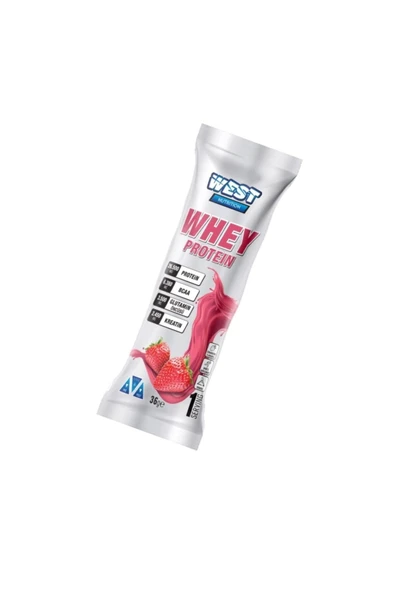 West Nutrition Whey Protein Tozu 36 Gram Tek Saşe Çilek Aromalı 36grcilek ürün görseli 1