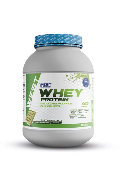 West Nutrition Whey Protein Tozu 1200 gr 40 Servis Antep Fıstıklı Waffle Aromalı ürün görseli 1