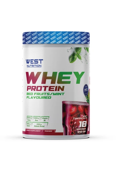 West Nutrition Whey Protein Tozu 540 gr 18 Servis Kırmızı Meyve Nane Aromalı ürün görseli 1