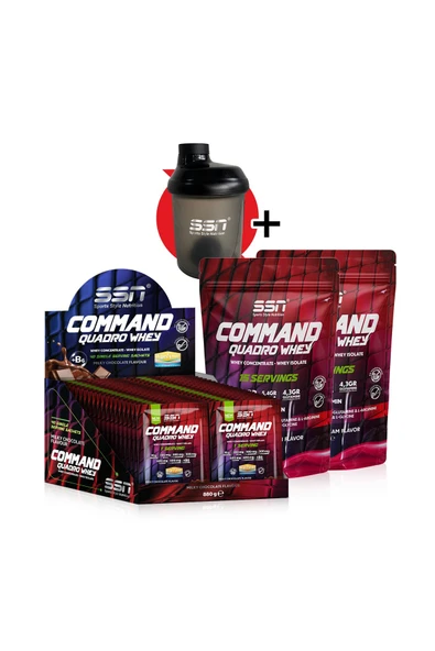SSN Sports Style Nutrition Command Quadro Whey 1780 gr 70 Şase Mıx Çikolata-çilek (40X1 -15X2)kombinasyon ürün görseli 1