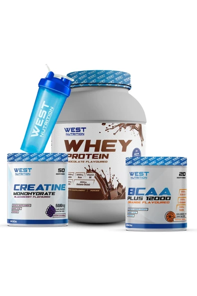 West Nutrition Whey Protein Tozu 1200 gr Çikolata Bcaa Kreatin Paketi ürün görseli 1