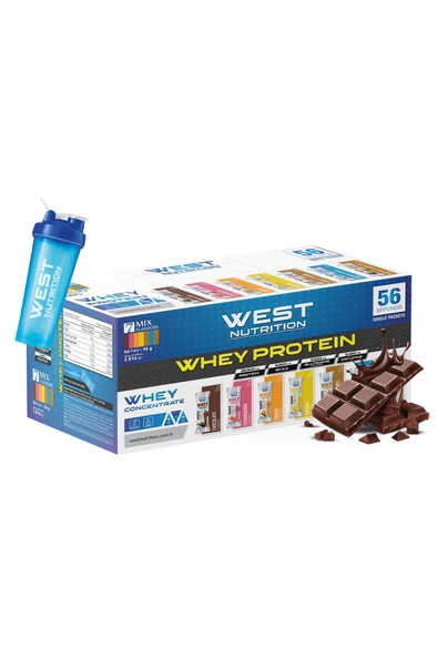 West Nutrition Whey Protein Tozu 56 Servis Saşe ÇİKOLATA Aromalı ürün görseli 1