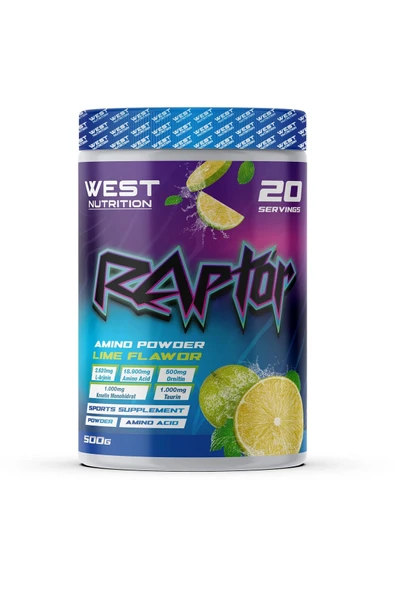 West Nutrition Raptor 500 gr Amino Asit Toz - Misket Limonu ürün görseli 1
