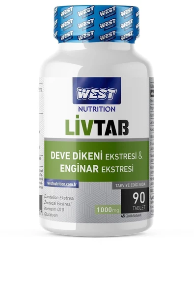 West Nutrition West Livtab Deve Dikeni Milk Thistle Enginar Karahindiba Ekstresi Ve Glutatyon 90 Tablet X 1000 Mg ürün görseli 1
