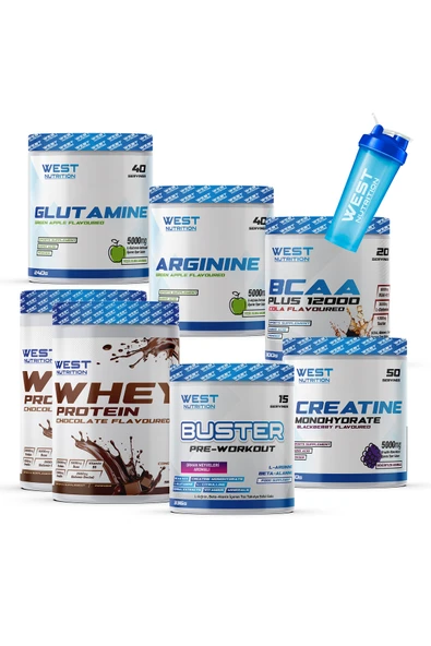 West Nutrition Whey Protein Tozu BCAA Preworkout Kreatin L-Glutamin L-Arjinin Paketi ürün görseli 1