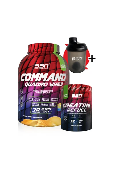 SSN Sports Style Nutrition Quadro Performans Kombinasyonu 3 (COMMAND 2.1 KG MUZ MANGO CREATİNE) ürün görseli 1