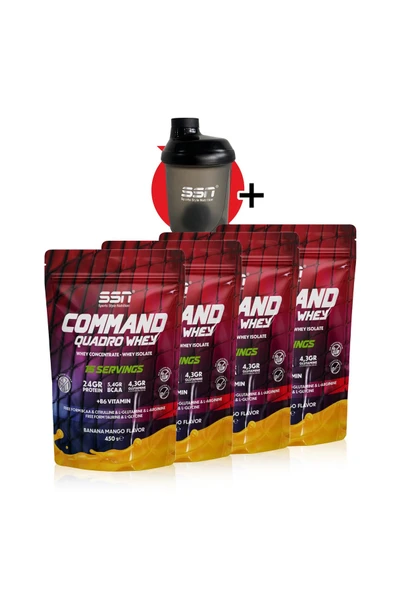 SSN Sports Style Nutrition Command Quadro Whey 1800 gr 60 Şase Muz Mango (15X4 DOYPACK) Kombinasyon ürün görseli 1