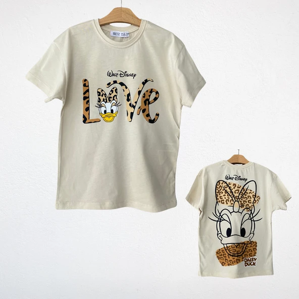 "Daisy Duck" Baskılı Leopar Desenli Tişört ürün görseli 1