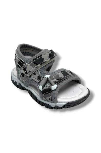 Arzen Bebe 225-26 Cırtlı Anatomik Erkek Bebek Sandalet Kamuflaj Gri 19-21 ürün görseli 1