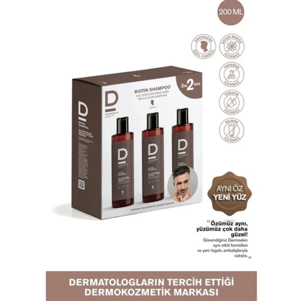 Dermoskin Biotin Şampuan 3 Al 2 Öde Erkek 200 Ml ürün görseli 1