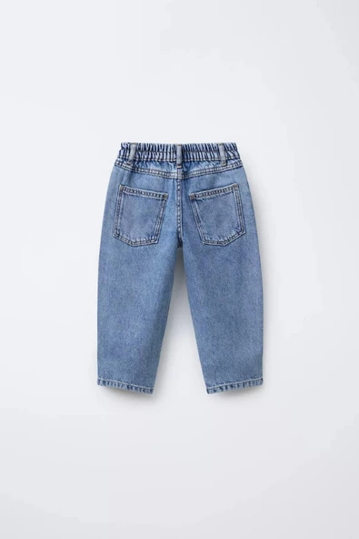 Çocuk Rahat Kesim Denim Pantolon Mavi ürün görseli 1