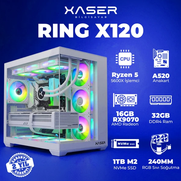 Xaser Ring X120 Ryzen 5 5600X 32GB Ram 1TB M.2 NVMe SSD 16GB RX9070 Masaüstü Oyuncu Bilgisayarı ürün görseli 1