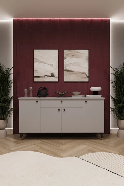 Lüks Konsol TV Ünitesi %100 MDF Salon ve Yemek Odası Ünitesi KNSL03  KÜL GRİ ürün görseli 1