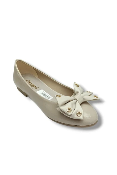 C-Shoes YS304-26 Kırışık Rugan Kapsüllü Saten Papyonlu Anatomik Kadın Babet ürün görseli 1
