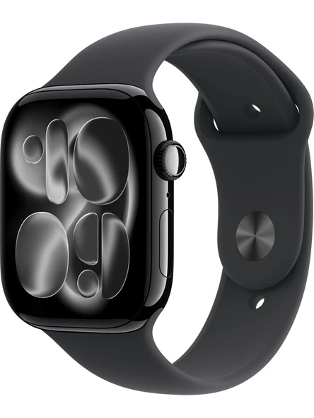 Apple Watch Series 11 GPS 42mm Simsiyah Alüminyum Kasa ve Siyah Spor Kordon Akıllı Saat M/L ürün görseli 1