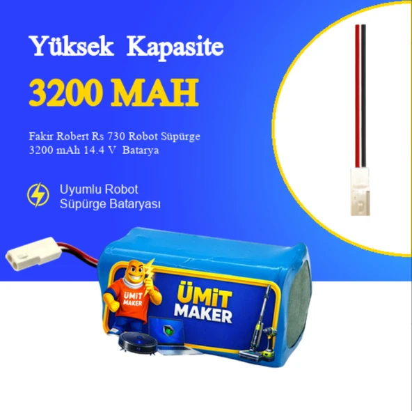 Fakir Robert Rs 730 Robot Süpürge 3200 mAh 14.4 V Yanmaz Batarya – Orjinal Uyumlu Uzun Ömürlü, Yüksek Performans Pil ürün görseli 1