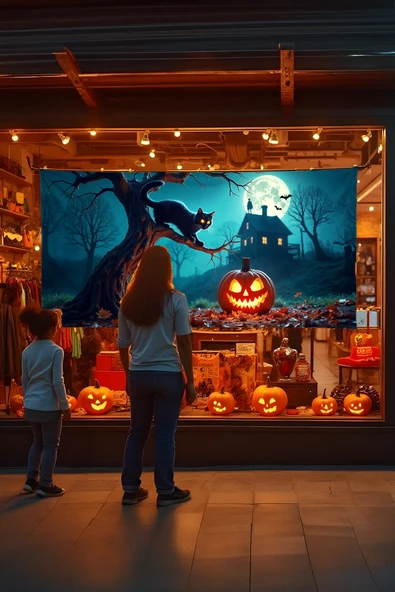 Kedi Temalı Halloween Duvar Halısı - Resim 5