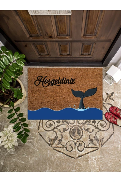 Balık Figürlü Hoşgeldiniz Kapı Önü Paspası 45x65 ürün görseli 1