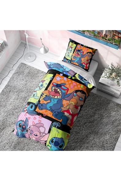 Stitch Karışık Desenli Nevresim Takımı (Çarşafsız), StitchNev, Tek Ebat ürün görseli 1