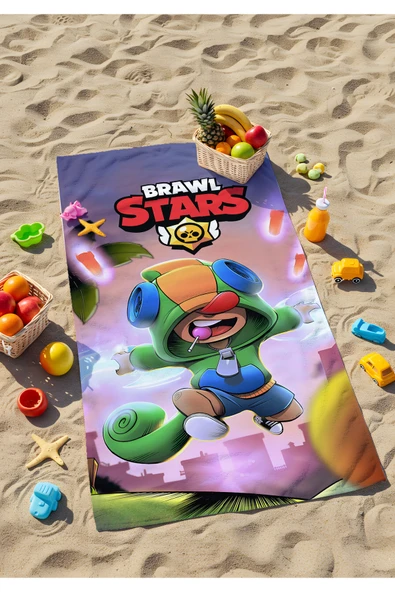 Brawl Stars Leon Plaj Havlusu – Efsanevi Karakterlerle Macera ürün görseli 1