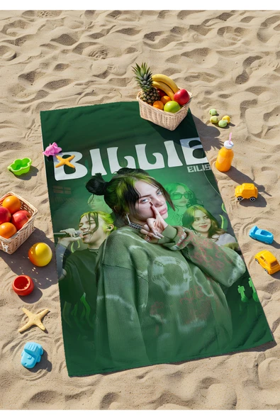 Billie Eilish Plaj Havlusu – Cool ve Enerjik Tasarım ürün görseli 1