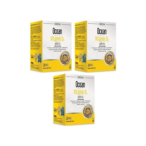Ocean Vitamin D3 600 Iu 20ML Sprey 3 Kutu ürün görseli 1