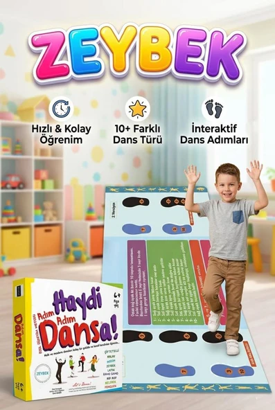 Haydi Dansa! Zeybek Dans Matı 130x70 cm Adım Adım Eğitici Halk Dansı Öğretim Oyunu ürün görseli 1