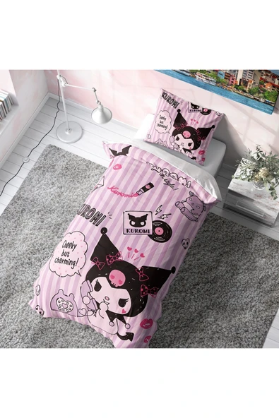 Kuromi Temalı Pembe Nevresim Takımı (Çarşafsız) ürün görseli 1