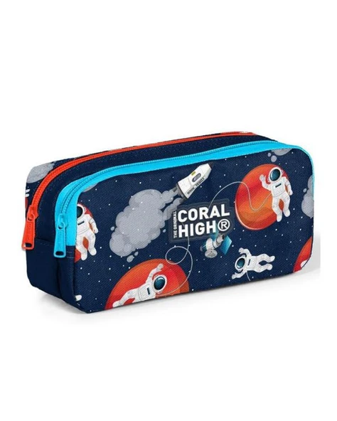 Coral High Astronot Desenli İki Bölmeli Kalem Çantası 12093 ürün görseli 1