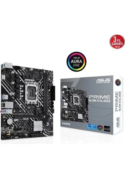 Asus Prime H610M-K D4 12.Nesil Intel H610 Soket 1700 DDR4 3200MHz mATX Anakart ürün görseli 1
