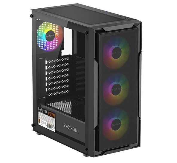 Fazeon F11 F11A650BBM RGB Fanlı 650 W Siyah ATX Oyuncu Kasası ürün görseli 1