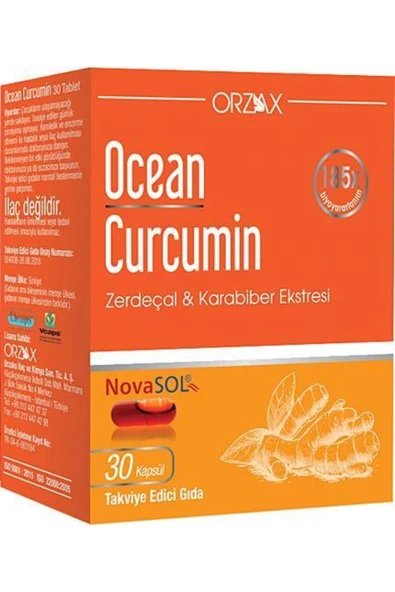 Orzax Curcumin Karabiber Ekstresi Takviye Edici Gıda 30 Kapsül ürün görseli 1