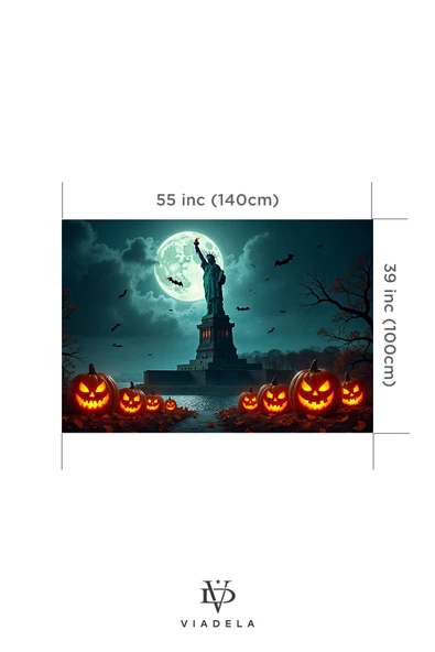 Özgürlük Heykeli Halloween Duvar Halısı - Resim 5