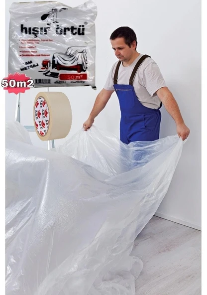 Pass Eşya Koruyucu Hışır Örtü 50 M2 + Maskeleme Bandı 48 Mmx25 Mt ürün görseli 1