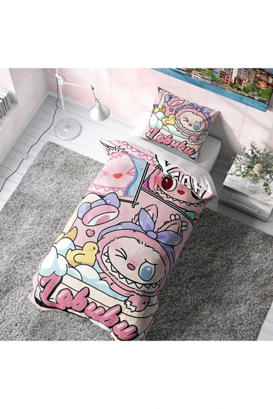 Labubu Temalı Karışık Desen Nevresim Takımı (Çarşafsız) ürün görseli 1