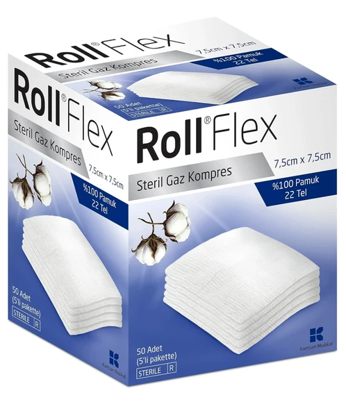 Roll Flex Gaz Kompres 7,5cm x 7,5cm 50li ürün görseli 1
