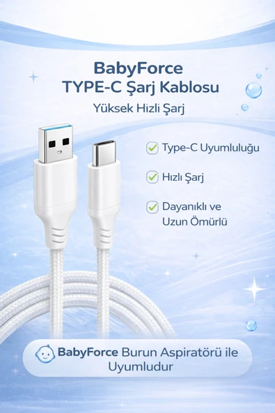 Babyforce B-031 TYPE-C Şarj Kablosu BabyForce Burun Aspiratörü ile Uyumlu Şarj Kablosu ürün görseli 1