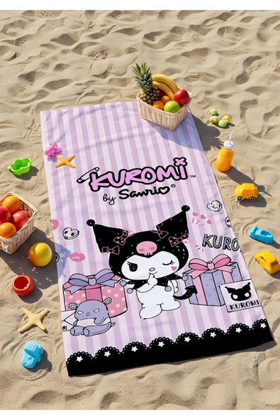 Kuromi Plaj Havlusu – Tatlı Kuromi ile Renkli Plaj Keyfi ürün görseli 1