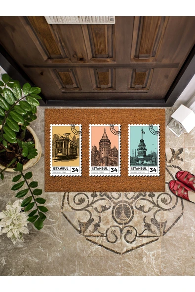 İstanbul Temalı Kapı Önü Paspası 45x65 ürün görseli 1