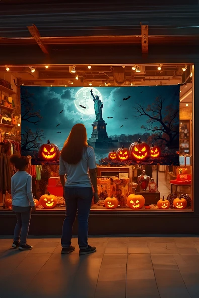 Özgürlük Heykeli Halloween Duvar Halısı - Resim 2