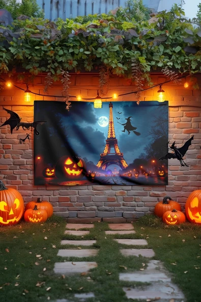 Eyfel Kulesi Halloween Duvar Halısı 140x90 ürün görseli 1