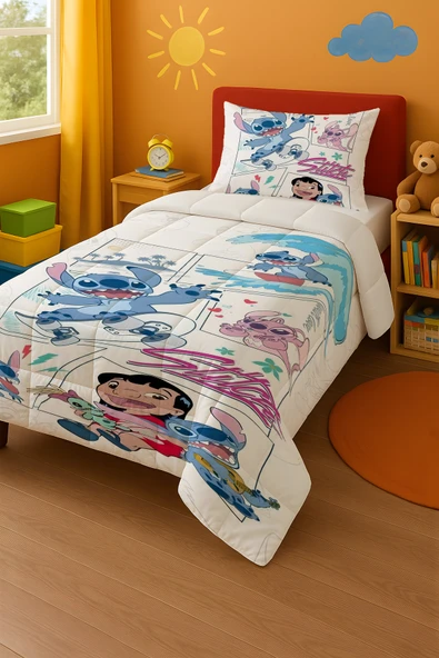 Stitch Tek Kişilik Yorgan ve Yastık Kılıfı ürün görseli 1