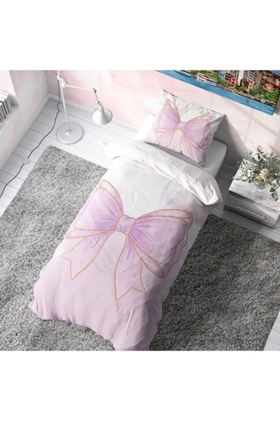 Pembe Fiyonk Tasarımlı Çocuk Nevresim Takımı (Çarşafsız) ürün görseli 1