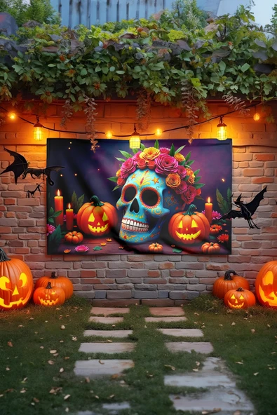 Dia de los Muertos Halloween Duvar Halısı ürün görseli 1