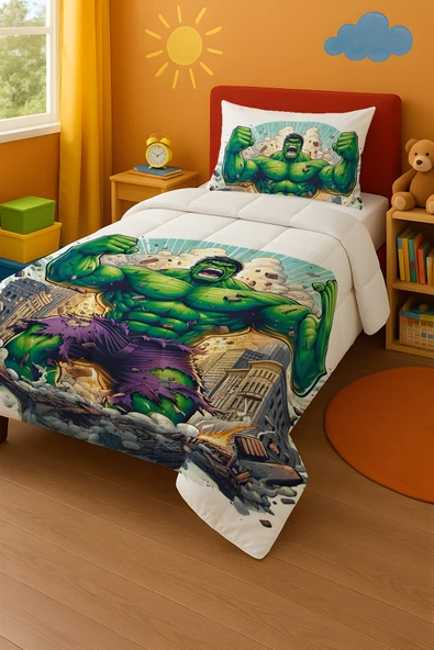 Hulk Tek Kişilik Yorgan ve Yastık Kılıfı ürün görseli 1