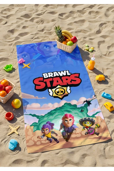 Brawl Stars Plaj Havlusu – Efsanevi Karakterlerle Macera ürün görseli 1