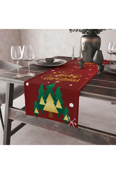 Merry Christmas Yılbaşı Masa Runner'ı 40x150 ürün görseli 1