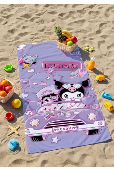 Kuromi Plaj Havlusu – Eğlenceli ve Şirin Desenler ürün görseli 1